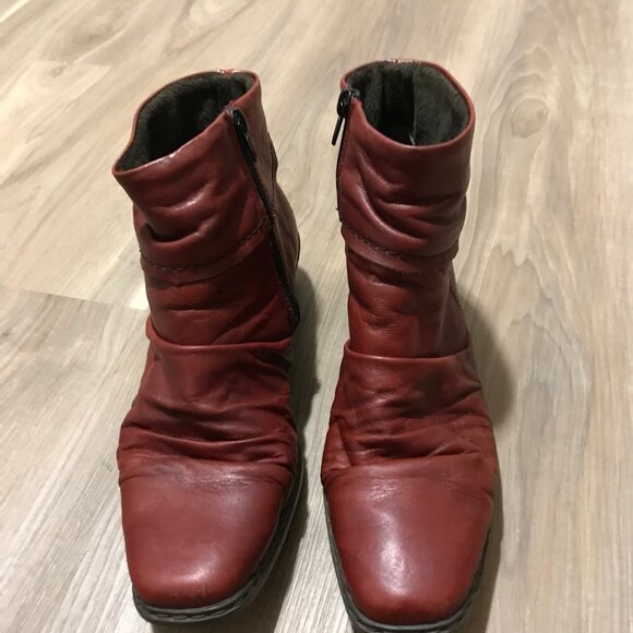 Rieker Ladies Burgundy Ankle Boots Size 40 - Picture 1 of 5